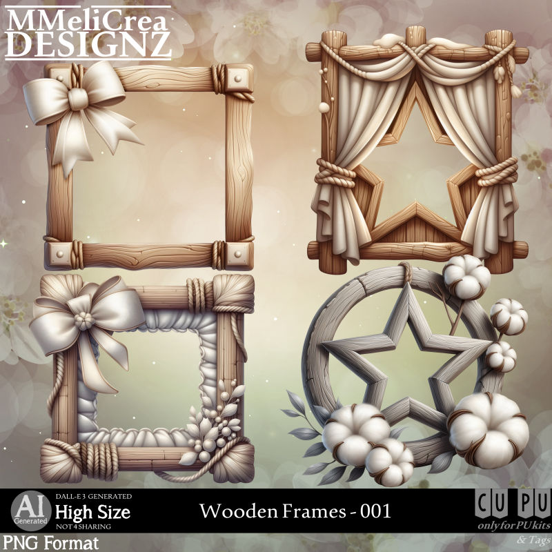 (image for) AI - Wooden Frames - CU001 (CU4PU/PNG)